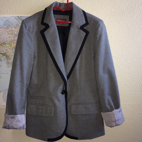 NWOT Gray and Navy Blue blazer - Picture 1 of 8